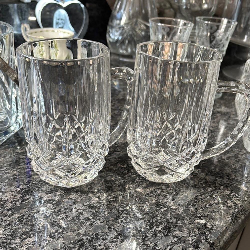 24% Lead Crystal Mug Set with Geometric Design